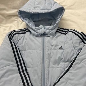 Adidas light blue puffer jacket